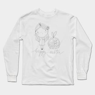 Happy Easter Ink Drawing Long Sleeve T-Shirt